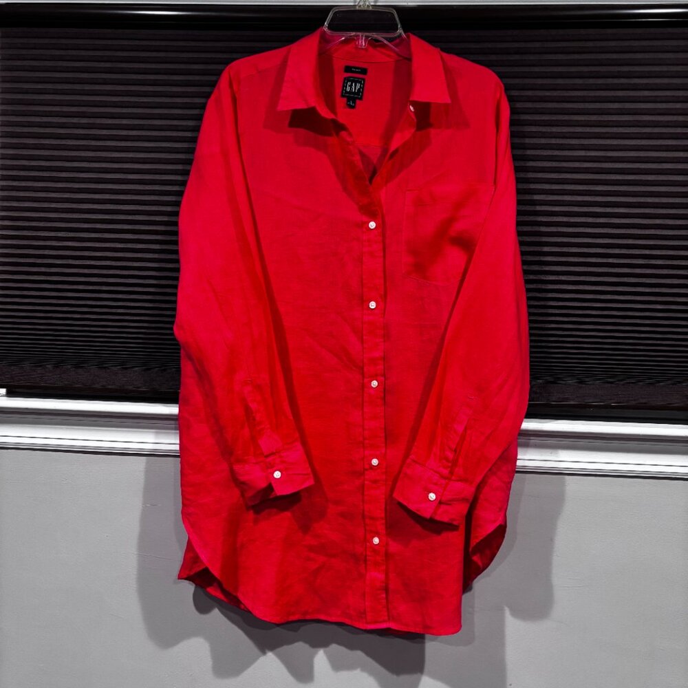 Gap Women's Rose bush color Linen Tunic Shirt SZ: L